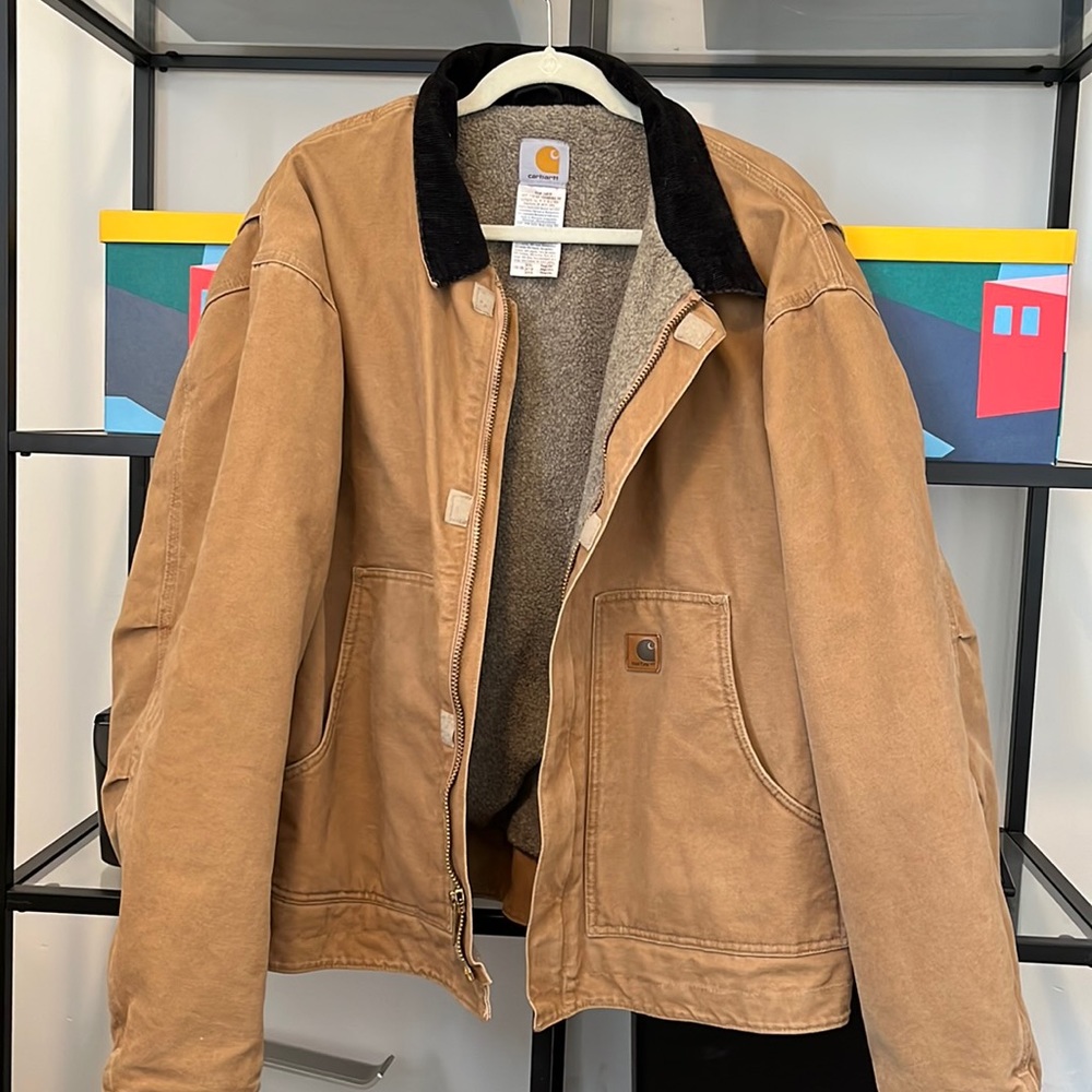 Carhartt J164 CML Camel Dearborn Sandstone Jacket Sherpa Lined Canvas Size 2XL